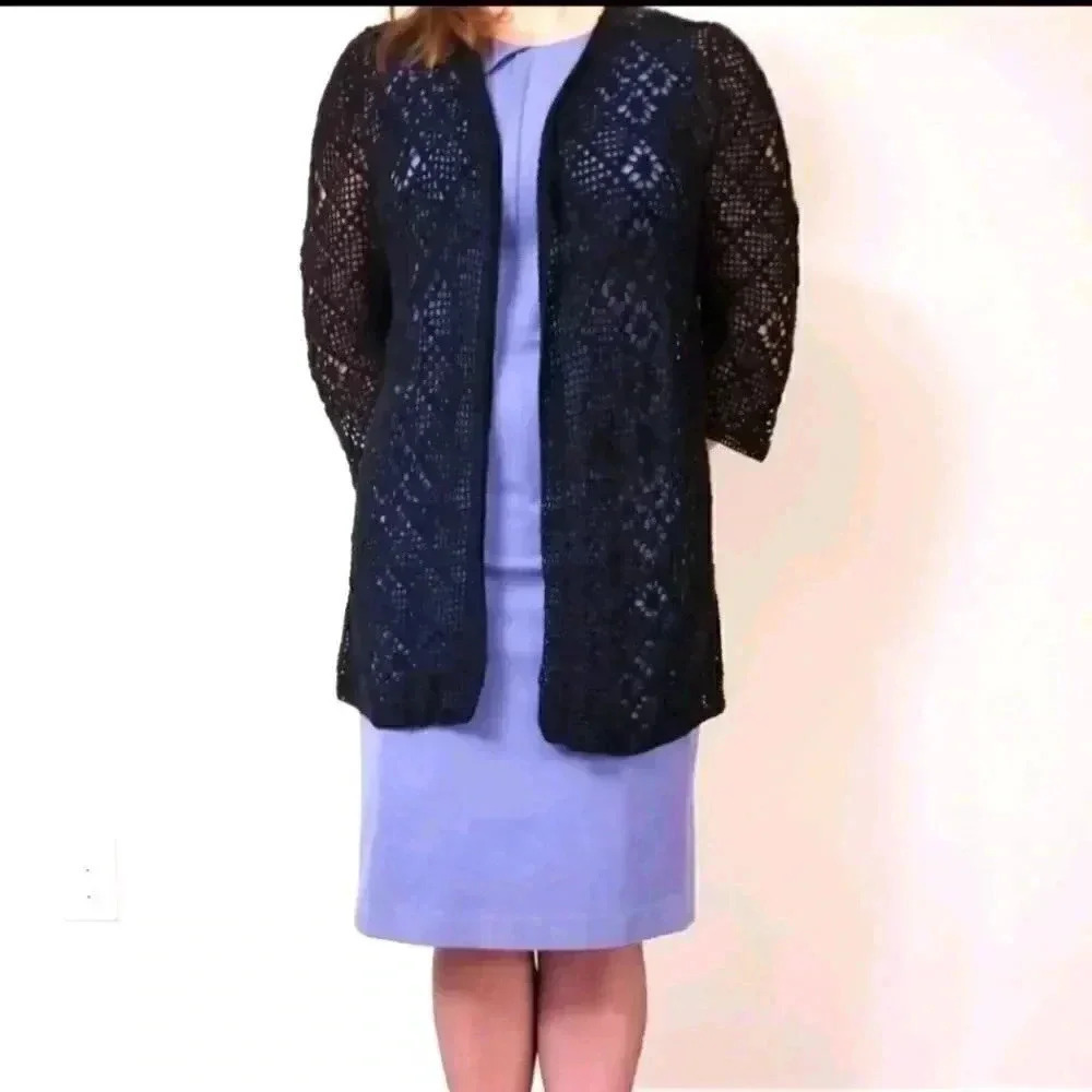NEW CROCHET BLACK LONG VEST